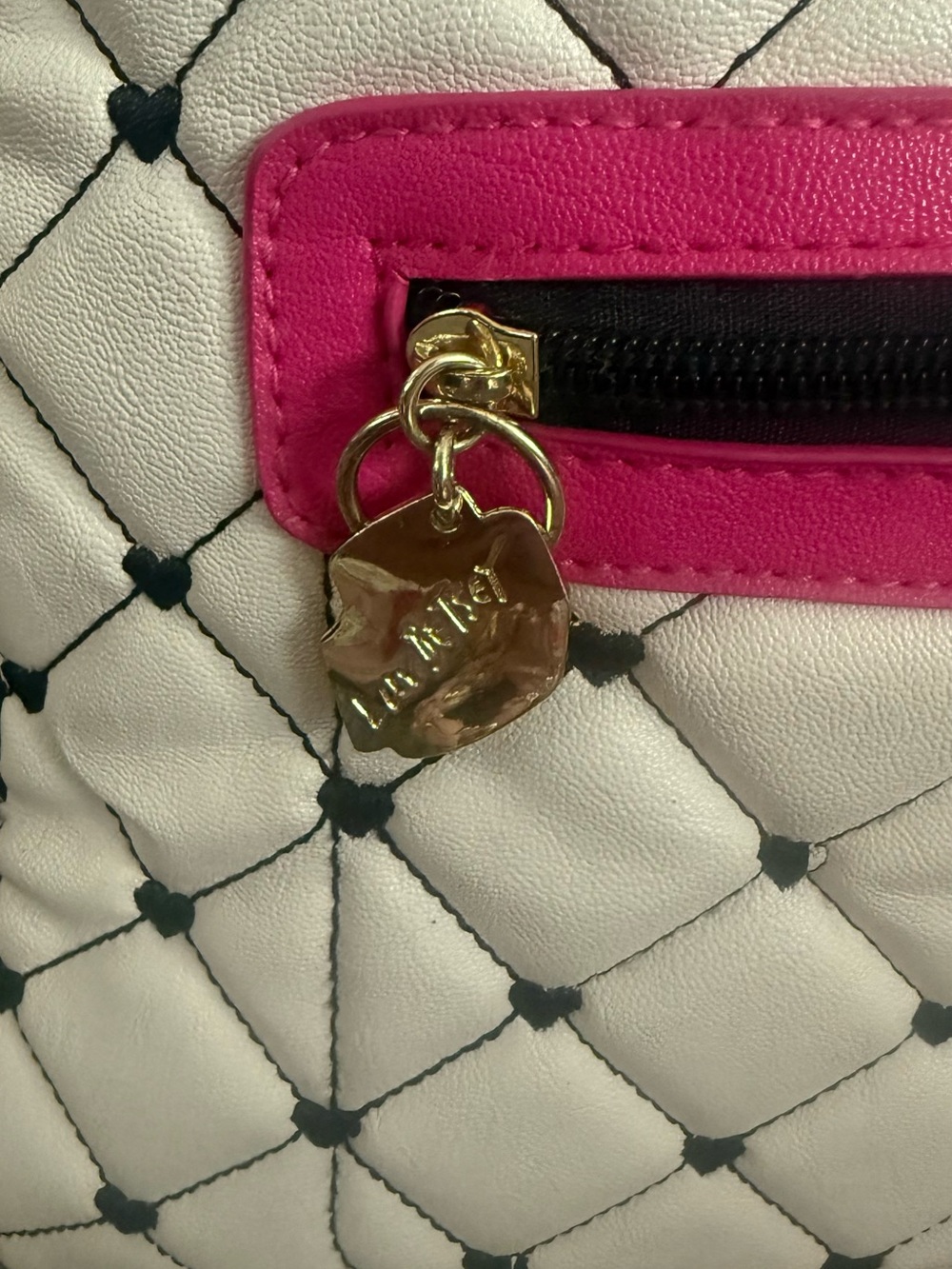 Betsy Johnson Small Quilted Backpack with Pink Accent - Casual Bag - Picture 3 of 11